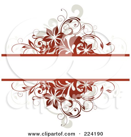 Royalty-Free (RF) Clipart Illustration of a Text Bar Bordered In Brown Flowers, Vines And Grunge by OnFocusMedia