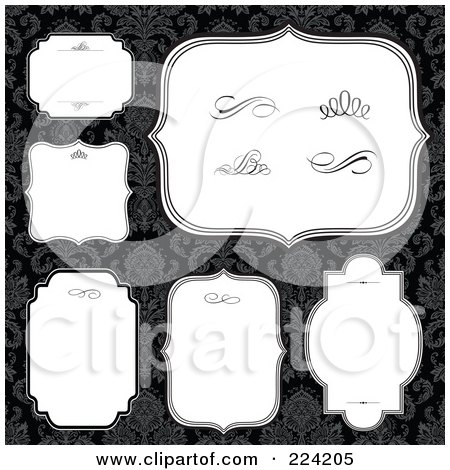 Royalty-Free (RF) Clipart Illustration of a Digital Collage Of Blank Frames On Floral Black - 2 by BestVector