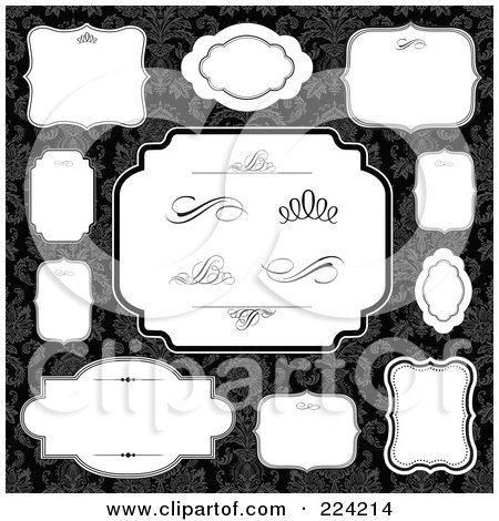 Royalty-Free (RF) Clipart Illustration of a Digital Collage Of Blank Frames On Floral Black - 3 by BestVector