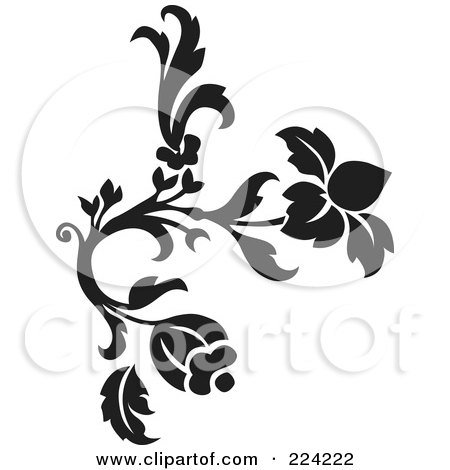 Royalty-Free (RF) Clipart Illustration of a Black And White Flourish Design - 7 by BestVector
