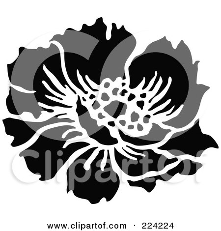 Royalty-Free (RF) Clipart Illustration of a Black And White Flower Design - 4 by BestVector