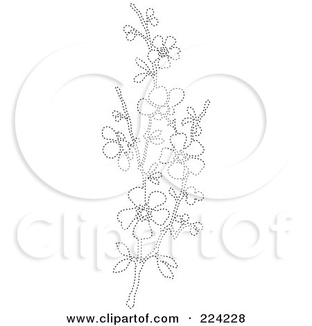 Royalty-Free (RF) Clipart Illustration of a Vertical Border Of Black And White Blossoms - 2 by BestVector