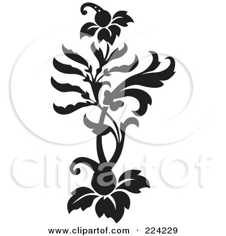 Royalty-Free (RF) Clipart Illustration of a Black And White Flourish Design - 6 by BestVector