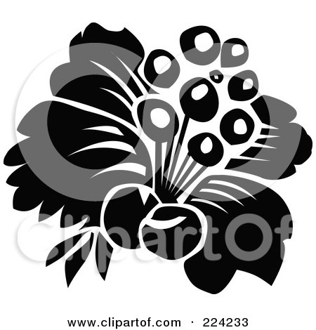 Royalty-Free (RF) Clipart Illustration of a Black And White Flower Design - 3 by BestVector