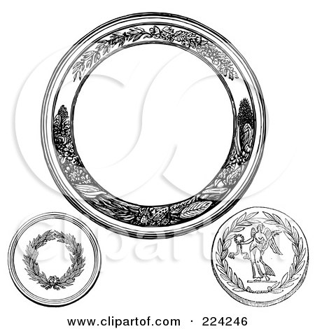Royalty-Free (RF) Clipart Illustration of a Digital Collage Of Black And White Coin Seals by BestVector