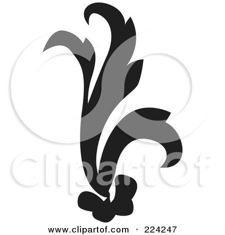 Royalty-Free (RF) Clipart Illustration of a Black And White Flourish Design - 2 by BestVector