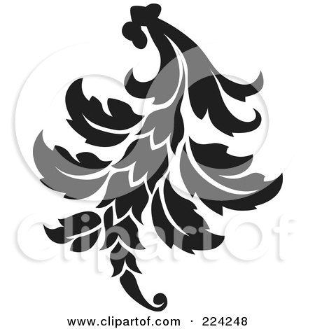 Royalty-Free (RF) Clipart Illustration of a Black And White Flourish Design - 11 by BestVector