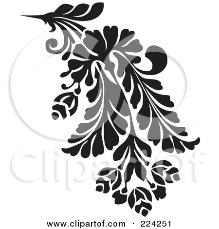 Royalty-Free (RF) Clipart Illustration of a Black And White Flourish Design - 9 by BestVector