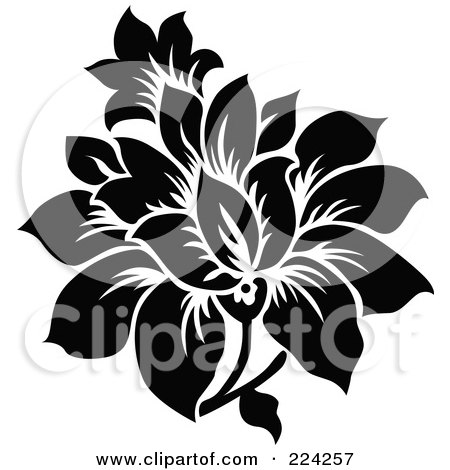 Royalty-Free (RF) Clipart Illustration of a Black And White Flower Design - 5 by BestVector