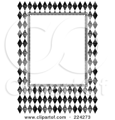 Royalty-Free (RF) Clipart Illustration of a Black And White Distressed Diamond Invitation Template With Copyspace - 2 by BestVector