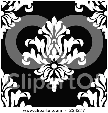 Royalty-Free (RF) Clipart Illustration of a Black And White Floral Pattern Background - 17 by BestVector