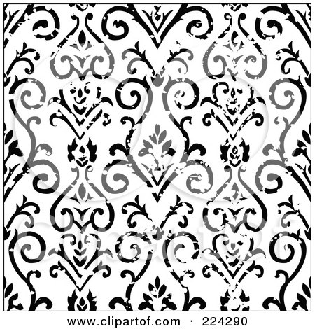 Royalty-Free (RF) Clipart Illustration of a Black And White Floral Pattern Background - 24 by BestVector