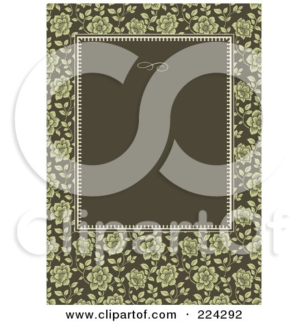 Royalty-Free (RF) Clipart Illustration of an Invitation Template Of Green Roses Around Green by BestVector