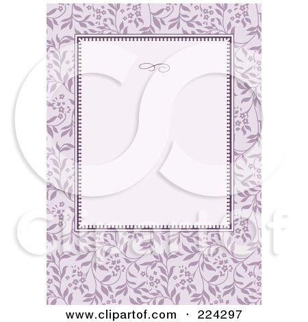 Royalty-Free (RF) Clipart Illustration of a Pastel Purple Ivy Pattern Frame Around Purple Copyspace On An Invitation Template by BestVector