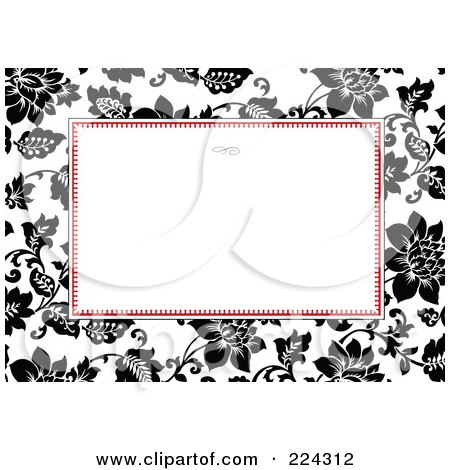 Royalty-Free (RF) Clipart Illustration of an Invitation Template Of Black And White Roses Around White - 2 by BestVector