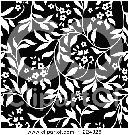 Royalty-Free (RF) Clipart Illustration of a Black And White Floral Pattern Background - 8 by BestVector