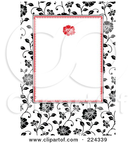 Royalty-Free (RF) Clipart Illustration of an Invitation Template Of Black And White Roses Around White - 1 by BestVector