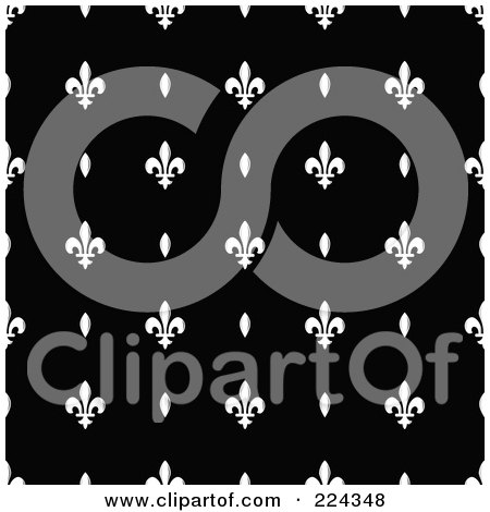 Royalty-Free (RF) Clipart Illustration of a Black And White Fleur De Lis Pattern Background - 3 by BestVector