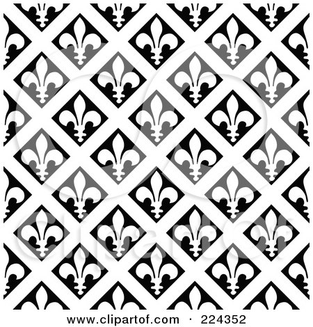 Royalty-Free (RF) Clipart Illustration of a Black And White Fleur De Lis Pattern Background - 2 by BestVector