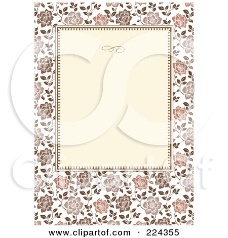 Royalty-Free (RF) Clipart Illustration of an Invitation Template Of Brown Roses Around Cream by BestVector