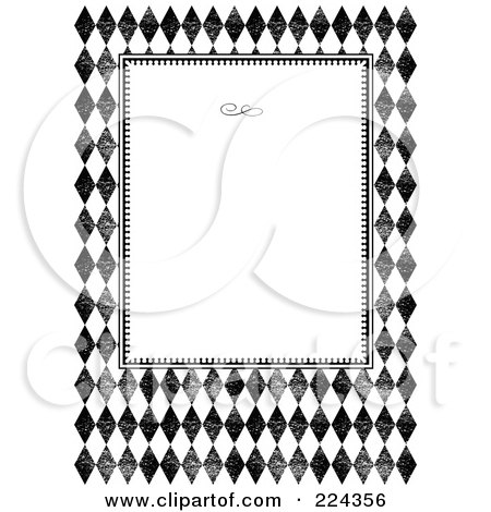 Royalty-Free (RF) Clipart Illustration of a Black And White Distressed Diamond Invitation Template With Copyspace - 1 by BestVector