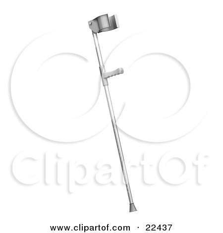 Clipart Illustration of a Single Chrome Forearm Crutch With A Plastic Handle by KJ Pargeter