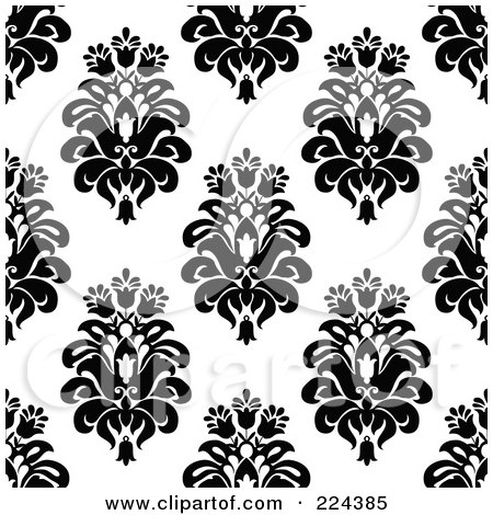 Royalty-Free (RF) Clipart Illustration of a Black And White Floral Pattern Background - 23 by BestVector