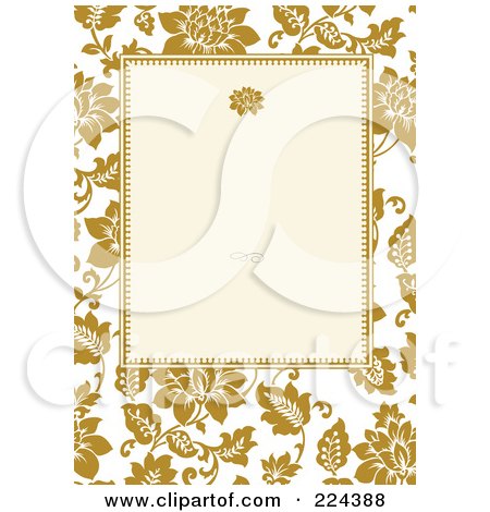 Royalty-Free (RF) Clipart Illustration of an Invitation Template Of Yellow Roses Around Cream by BestVector
