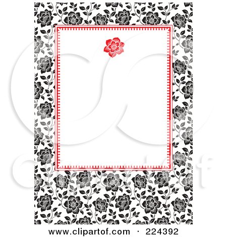 Royalty-Free (RF) Clipart Illustration of an Invitation Template Of Black And White Roses Around White - 3 by BestVector