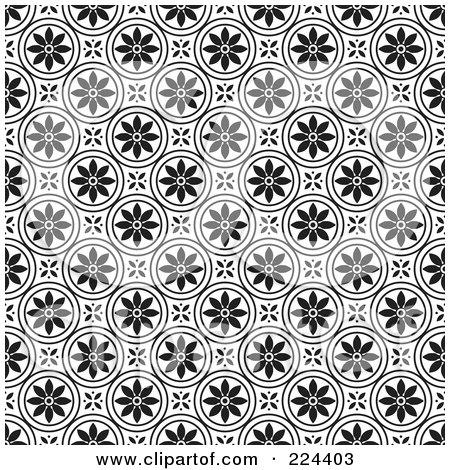 Royalty-Free (RF) Clipart Illustration of a Black And White Floral Pattern Background - 21 by BestVector