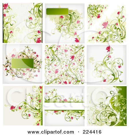 Royalty-Free (RF) Clipart Illustration of a Digital Collage Of Grungy Floral Background Designs by OnFocusMedia