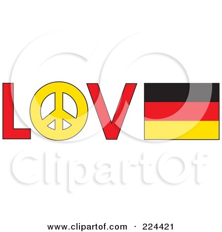 Royalty-Free (RF) Clipart Illustration of The Word Love With A Peace Symbol And Germany Flag by Maria Bell