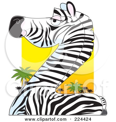 Royalty-Free (RF) Clipart Illustration of a Zebra Body, Neck And Head In The Shape Of The Letter Z by Maria Bell