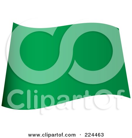 Royalty-Free (RF) Clipart Illustration of a Wavy Blank Green Flag by michaeltravers