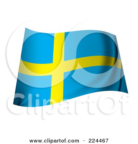 Royalty-Free (RF) Clipart Illustration of a Waving Sweden Flag by michaeltravers