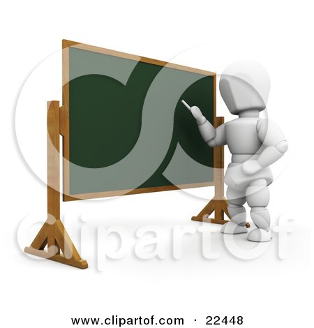 Clipart Illustration of a White Character Standing In Front Of A Chalkboard And Teaching A Class by KJ Pargeter
