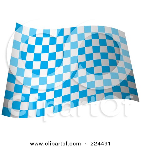 Royalty-Free (RF) Clipart Illustration of a Waving Blue And White Checkered Flag by michaeltravers
