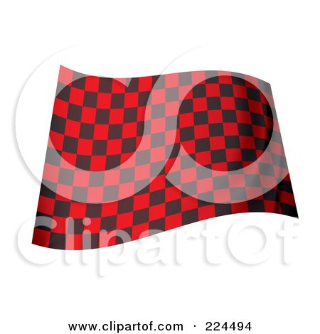 Royalty-Free (RF) Clipart Illustration of a Waving Black And Red Checkered Flag by michaeltravers