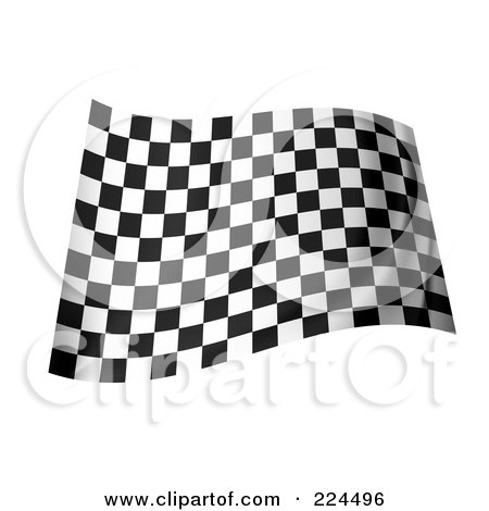 Royalty-Free (RF) Clipart Illustration of a Waving Black And White Checkered Flag by michaeltravers