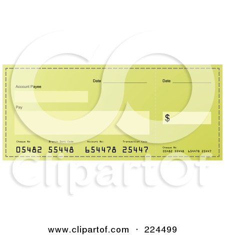 Royalty-Free (RF) Clipart Illustration of a Greenish Bank Check by michaeltravers