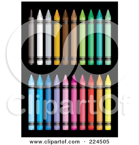 Royalty-Free (RF) Clipart Illustration of a Digital Collage Of Colorful Crayons With Blank Wrappers by michaeltravers