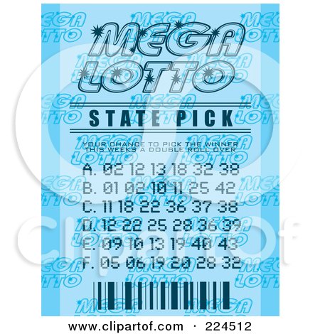 Royalty-Free (RF) Clipart Illustration of a Blue Mega Lotto Ticket by michaeltravers
