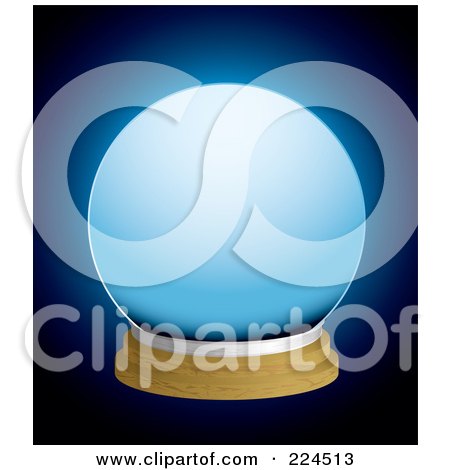 Royalty-Free (RF) Clipart Illustration of a Glowing Blue Crystal Ball On Blue by michaeltravers