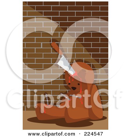 Royalty-Free (RF) Clipart Illustration of a Bloody Teddy Bear Stabbed With Knives by mayawizard101