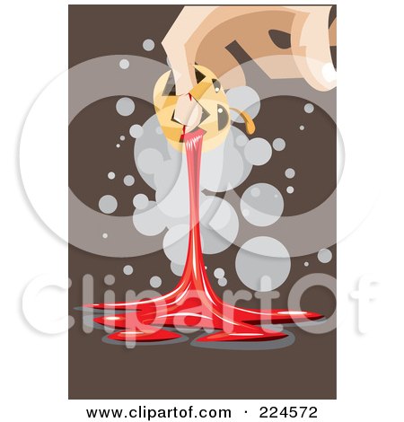 Royalty-Free (RF) Clipart Illustration of a Hand Squeezing Blodd From A Jackolantern by mayawizard101