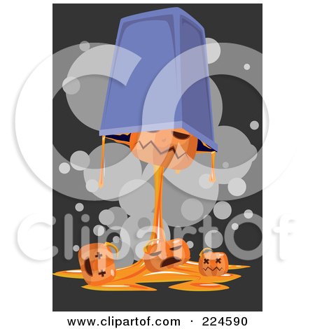Royalty-Free (RF) Clipart Illustration of a Bin Dumping Out Gooey Pumpkins by mayawizard101
