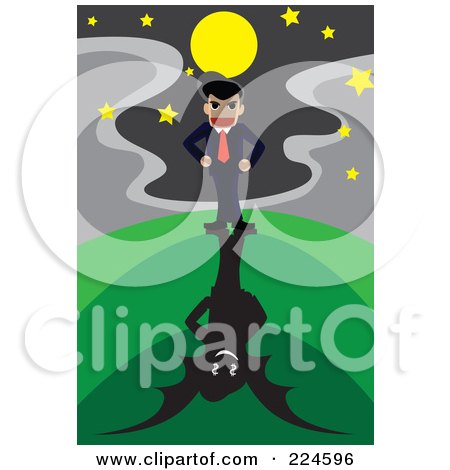 Royalty-Free (RF) Clipart Illustration of a Businessman With An Evil Shadow by mayawizard101