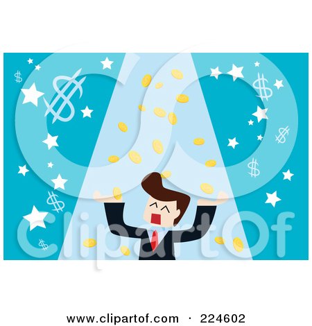 Royalty-Free (RF) Clipart Illustration of a Businessman Trying To Catch Falling Coins by mayawizard101