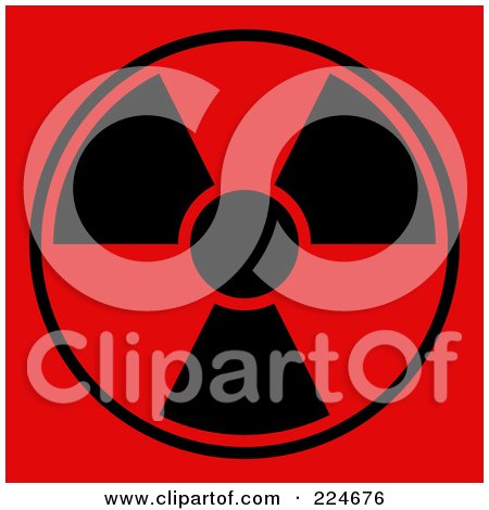 Royalty-Free (RF) Clipart Illustration of a Black And Red Radiation Symbol On Red by oboy