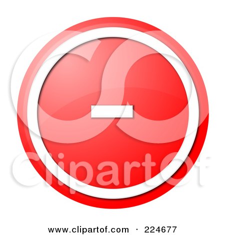 Royalty-Free (RF) Clipart Illustration of a Red And White Round Shiny Minus Website Button Or Icon by oboy